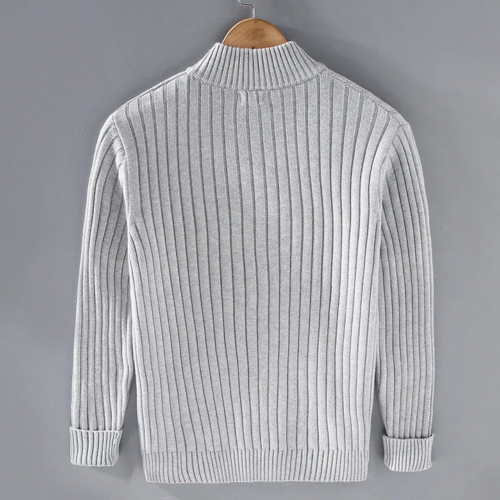Modern Stickad Kofta för Män med Dragkedja och Ribbade Ärmslut | Elegant Design för Komfort och Stil 1