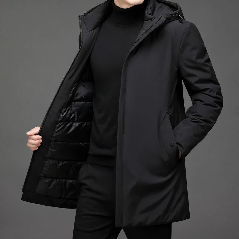 Moderna Herrrockar | Vattenavvisande och Vindtät Kappa med Varmt Foder | Tidlös Design för Komfort och Stil 4
