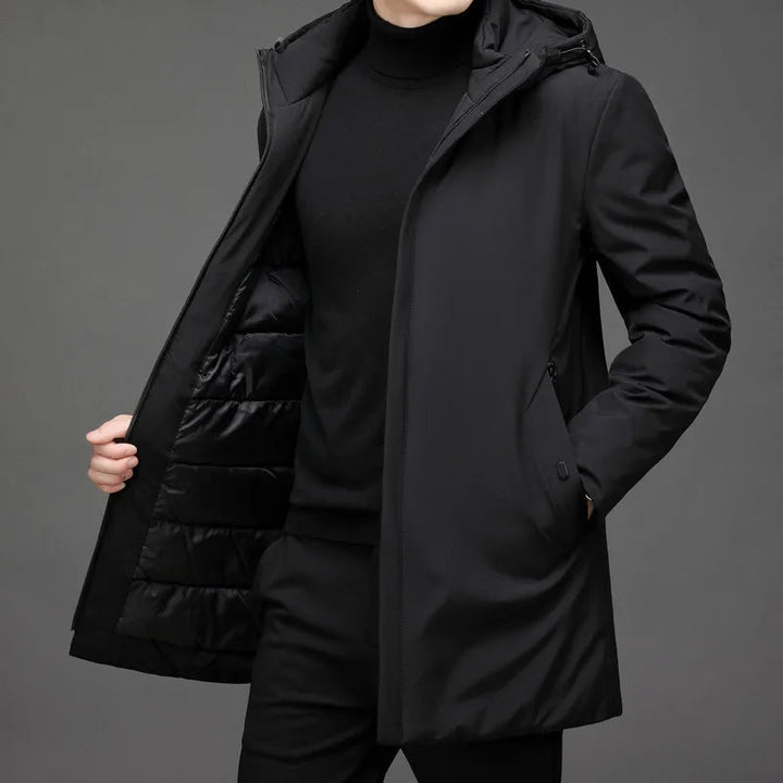 Moderna Herrrockar | Vattenavvisande och Vindtät Kappa med Varmt Foder | Tidlös Design för Komfort och Stil 4