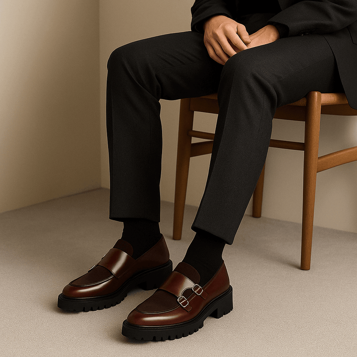 Moderna Loafers Män | Monk Strap Design med Dubbla Spännen | Elegant Stil för Formella Tillfällen 2