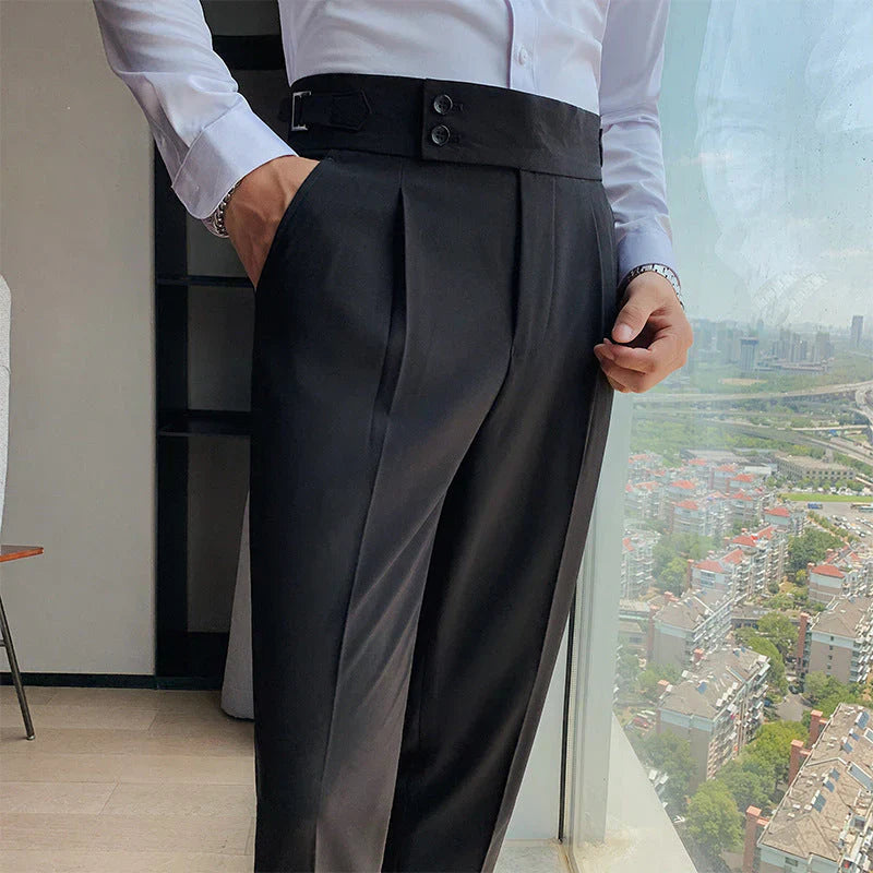 Moderna Plisserade Byxor för Män i Slim Fit med Raffinerad Finish | Mångsidiga och Bekväma för Vardagsbruk 0