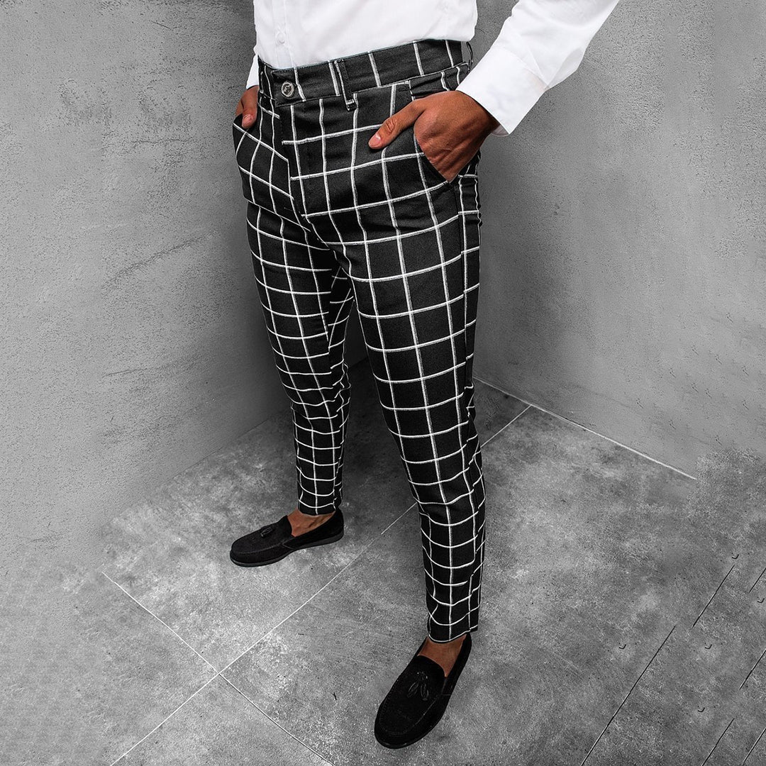 Moderna Rutiga Arbetsbyxor Herr med Slim Fit och Praktiska Fickor | Stilren Design för Mångsidig Användning 7