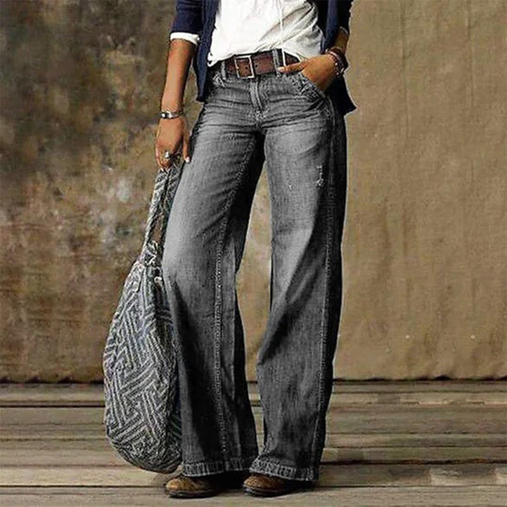 Moderna Vida Jeans | Högmidjade med Bred Benöppning & Fickor | Tidlös Stil för Komfort 2