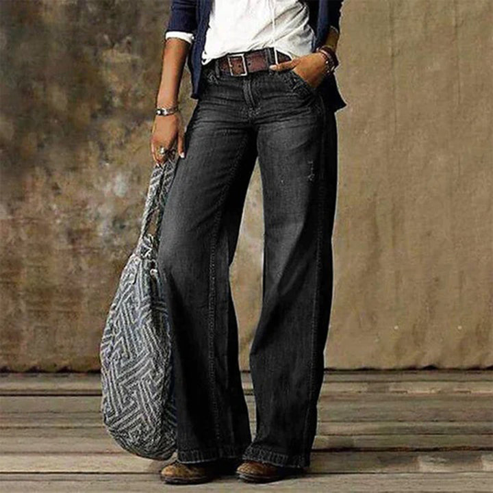 Moderna Vida Jeans | Högmidjade med Bred Benöppning & Fickor | Tidlös Stil för Komfort 3