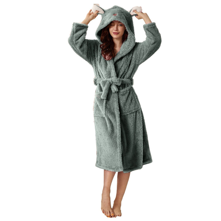 Morgonrock med Huva och Öron | Mjuk och Varm Loungewear för Avkoppling 3