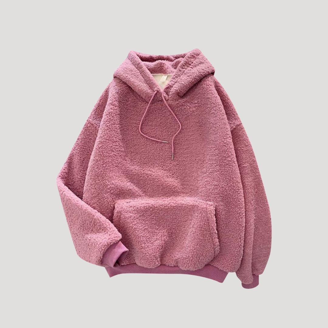Mysig Oversized Hoodie i Sherpa Fleece med Justerbar Huva | Varm och Bekväm Vintertröja för Kalla Dagar 0
