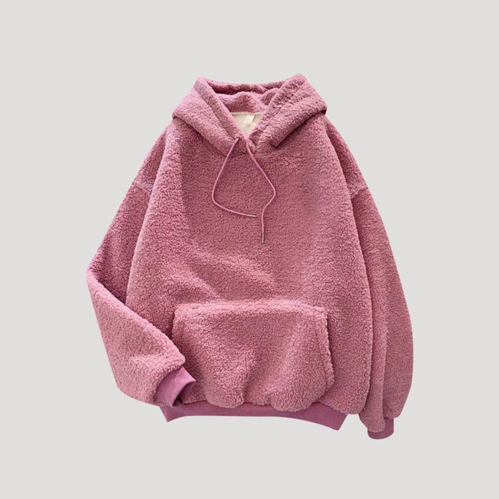Mysig Oversized Hoodie i Sherpa Fleece med Justerbar Huva | Varm och Bekväm Vintertröja för Kalla Dagar 0