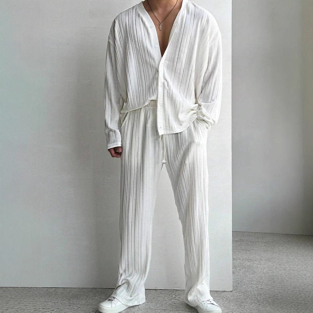 Noah | Elegant Långärmad Skjorta och Raka Byxor Set 4