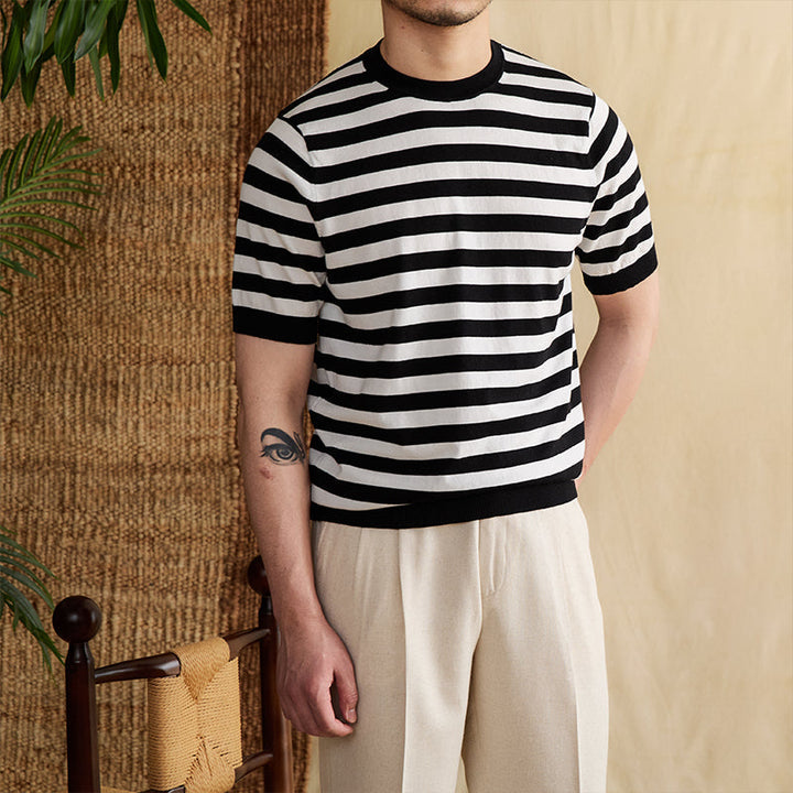 Noah | Randig Kortärmad Topp med Slim Fit 0