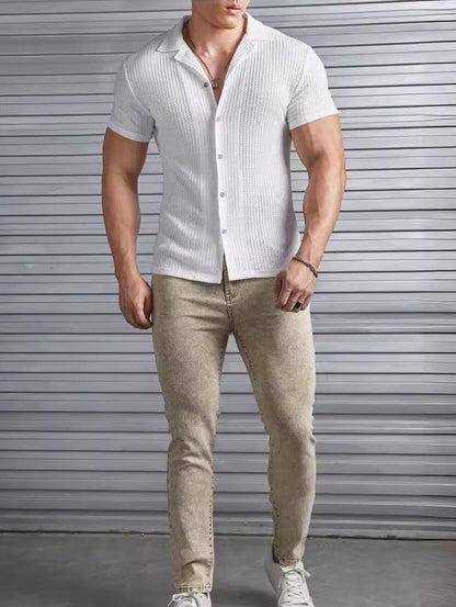 Noah | Slim Fit Kortärmad Skjorta med Våffelstruktur 2