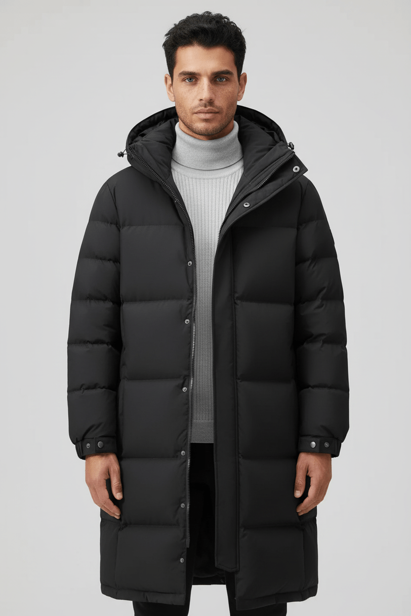 Noah | Tjockt Isolerad Trenchcoat för Män med Huva | Väderbeständig Design för Kalla Vinterdagar 0
