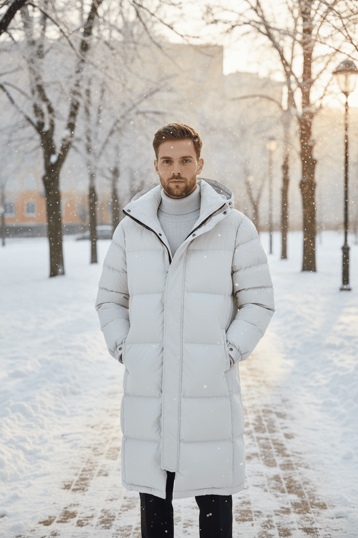 Noah | Tjockt Isolerad Trenchcoat för Män med Huva | Väderbeständig Design för Kalla Vinterdagar 7