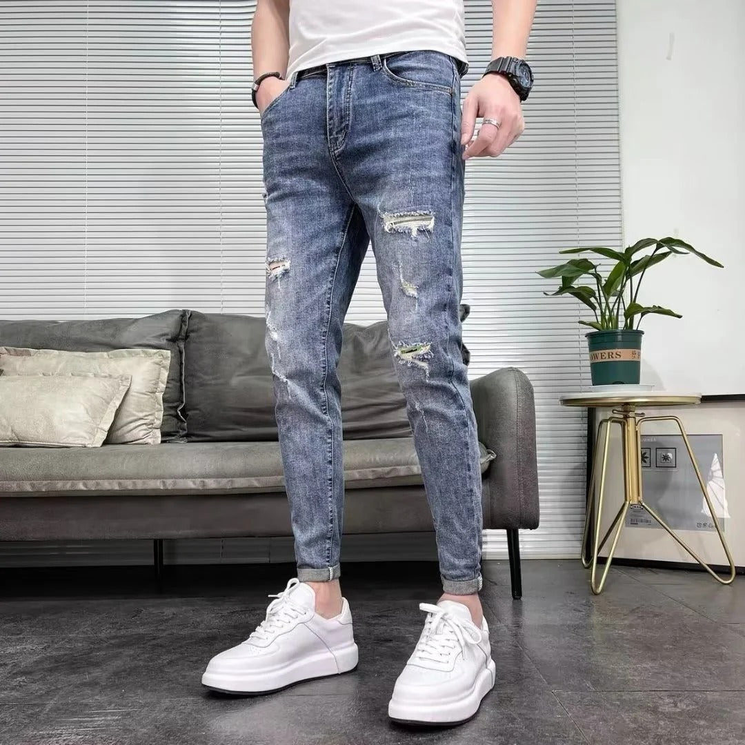 Noah | Trendiga Hög Midja Rippade Jeans Herr 0
