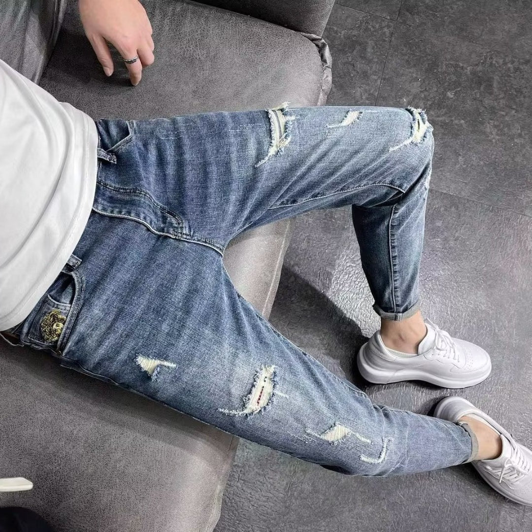 Noah | Trendiga Hög Midja Rippade Jeans Herr 1