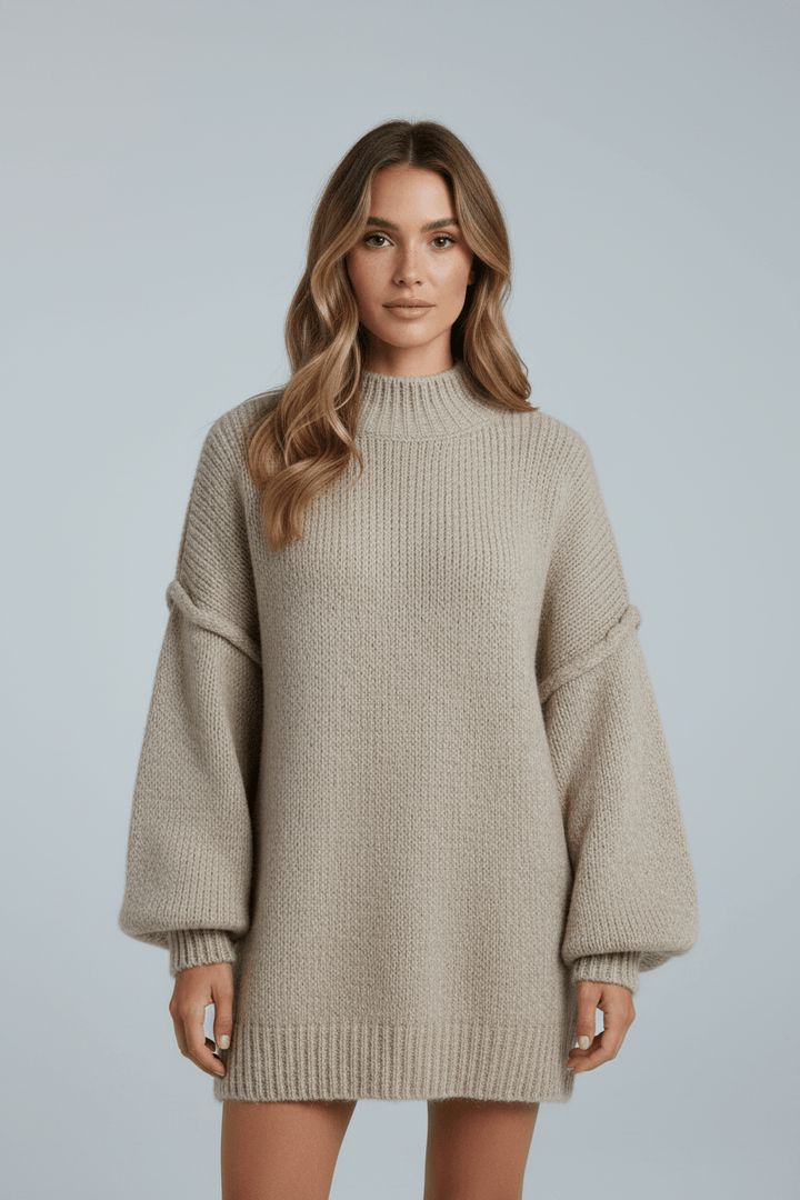 Noura | Oversized Stickad Tröja för Kvinnor med Ballongärmar | Mjuk Fiberblandning för Komfort 1