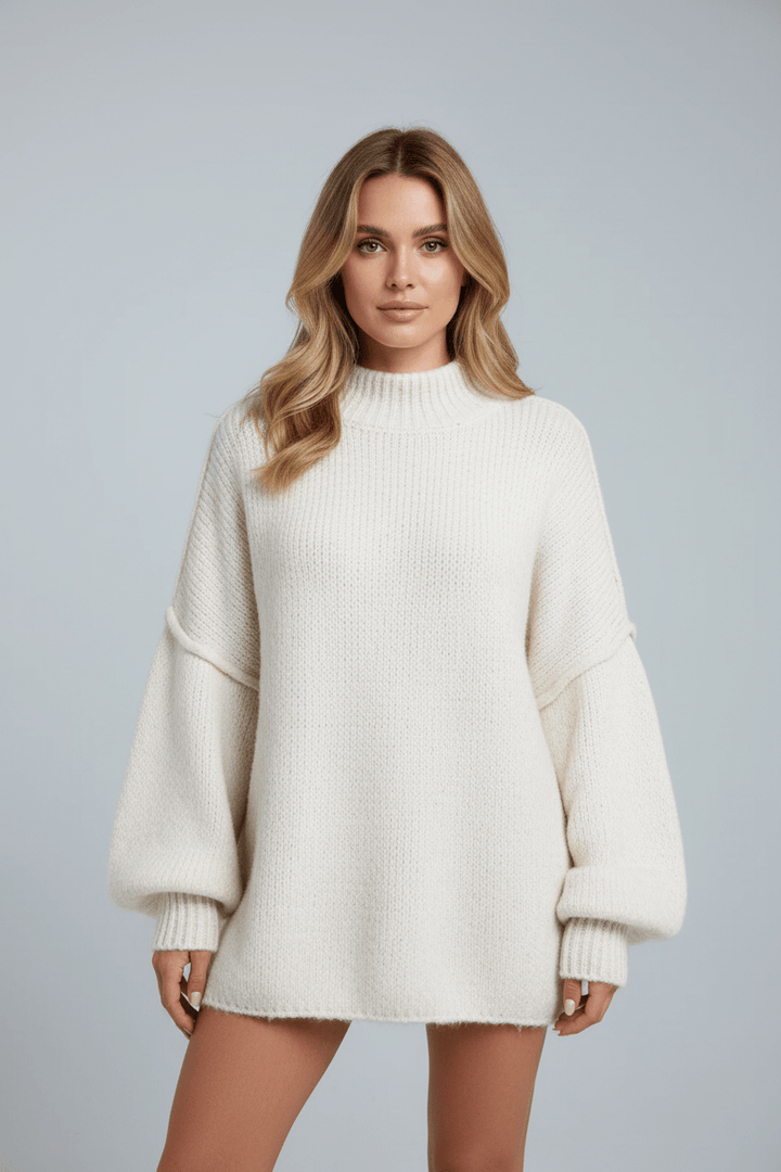 Noura | Oversized Stickad Tröja för Kvinnor med Ballongärmar | Mjuk Fiberblandning för Komfort 10