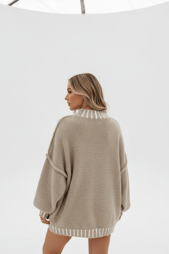 Noura | Oversized Stickad Tröja för Kvinnor med Ballongärmar | Mjuk Fiberblandning för Komfort 2