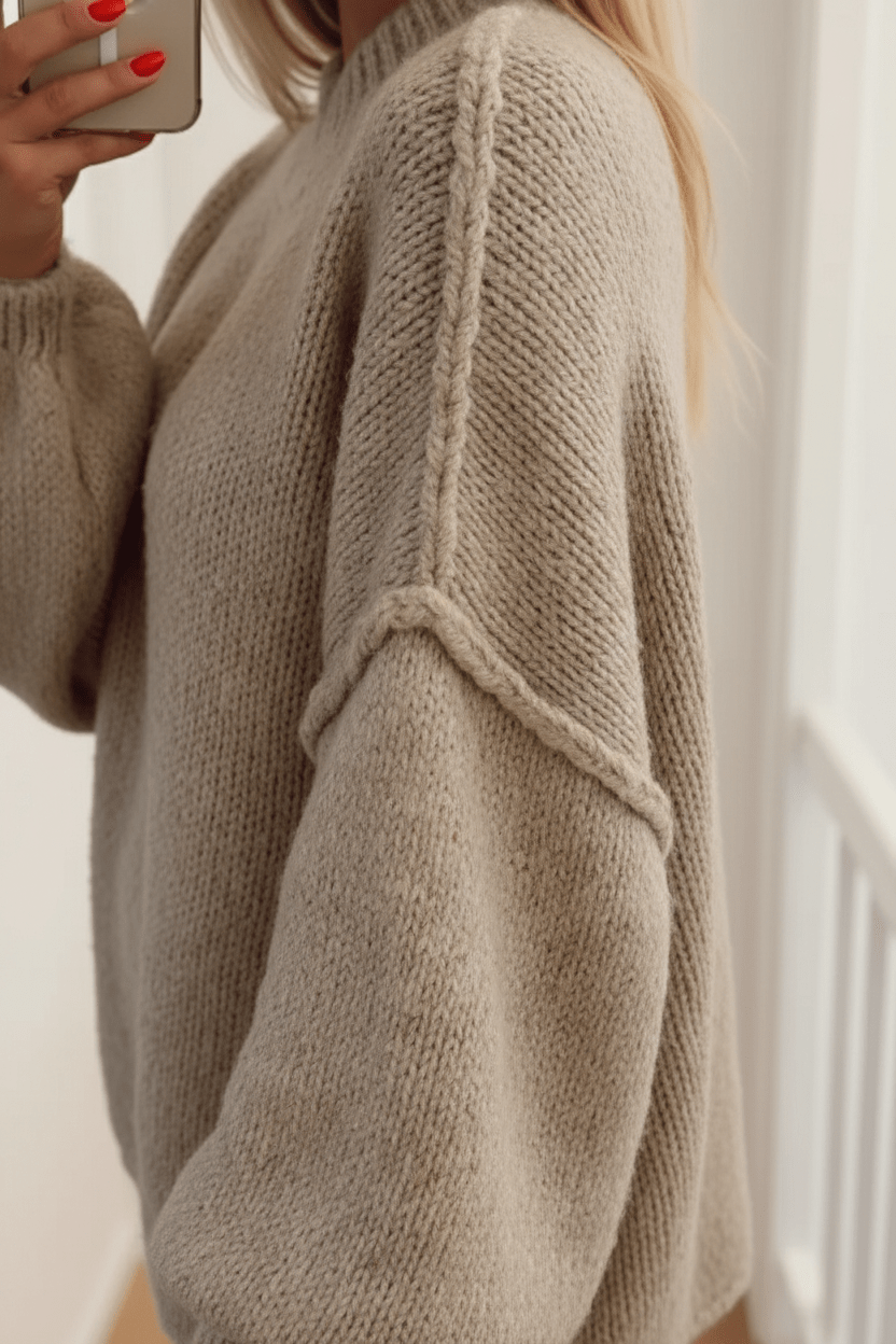 Noura | Oversized Stickad Tröja för Kvinnor med Ballongärmar | Mjuk Fiberblandning för Komfort 5