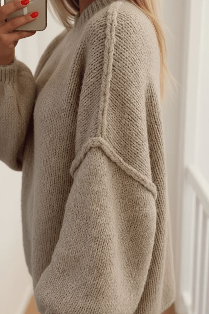 Noura | Oversized Stickad Tröja för Kvinnor med Ballongärmar | Mjuk Fiberblandning för Komfort 5