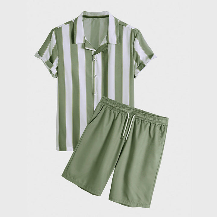 Oliver | Blommig Randig Kortärmad Skjorta och Shorts Set 0