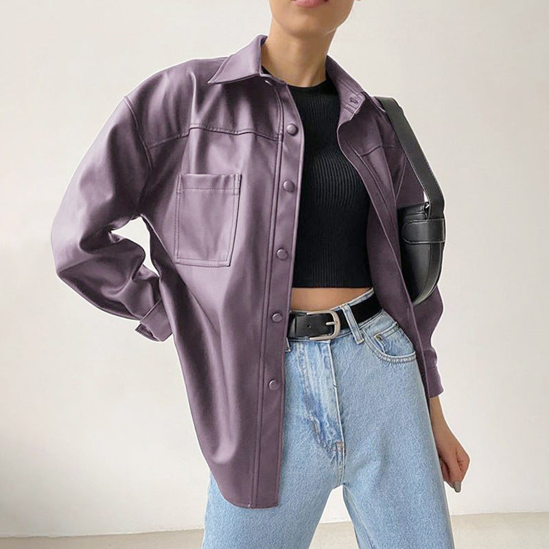Oliver | Casual Loose Fit Motorcycle Jacket in PU 1