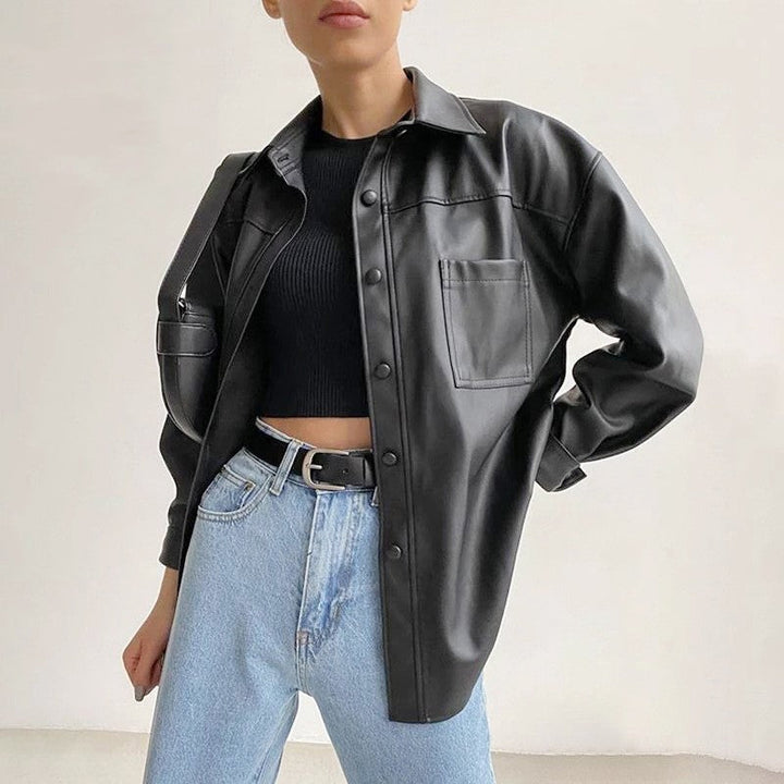 Oliver | Casual Loose Fit Motorcycle Jacket in PU 2