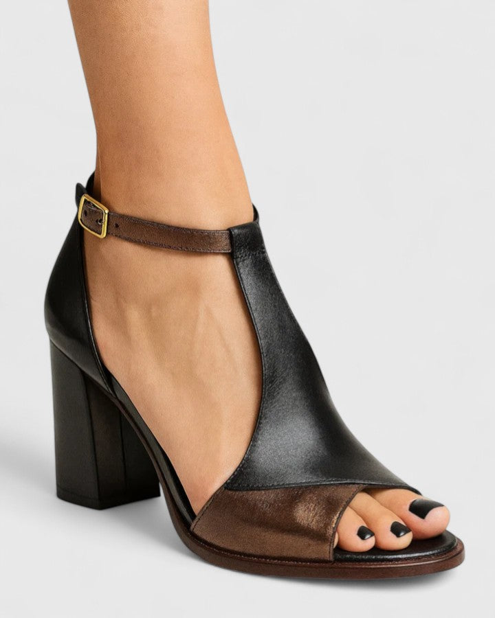 Oliver | Elegant Blockklack Sandaler med Öppen Tå 0