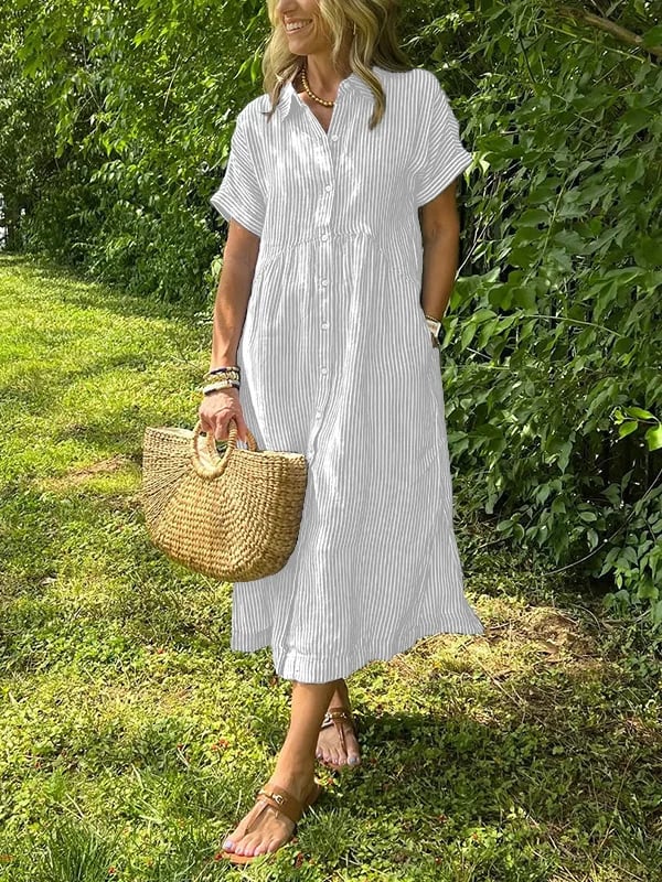 Oliver | Elegant Lång Randig Skjorta med Knappdesign 2