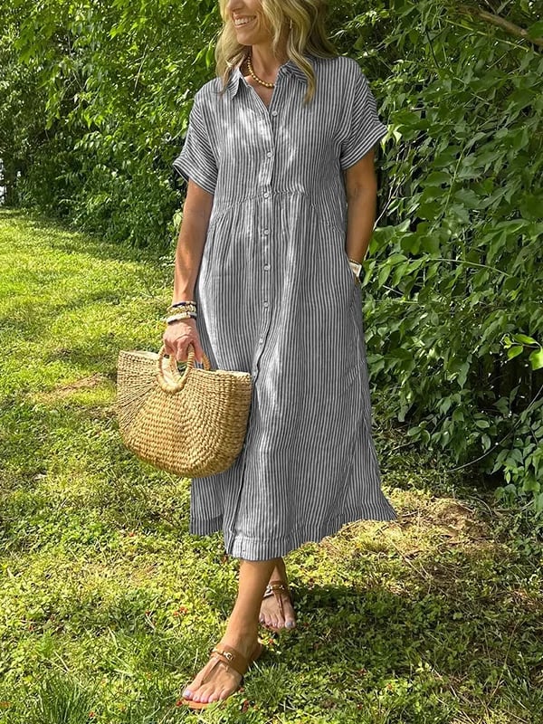 Oliver | Elegant Lång Randig Skjorta med Knappdesign 9
