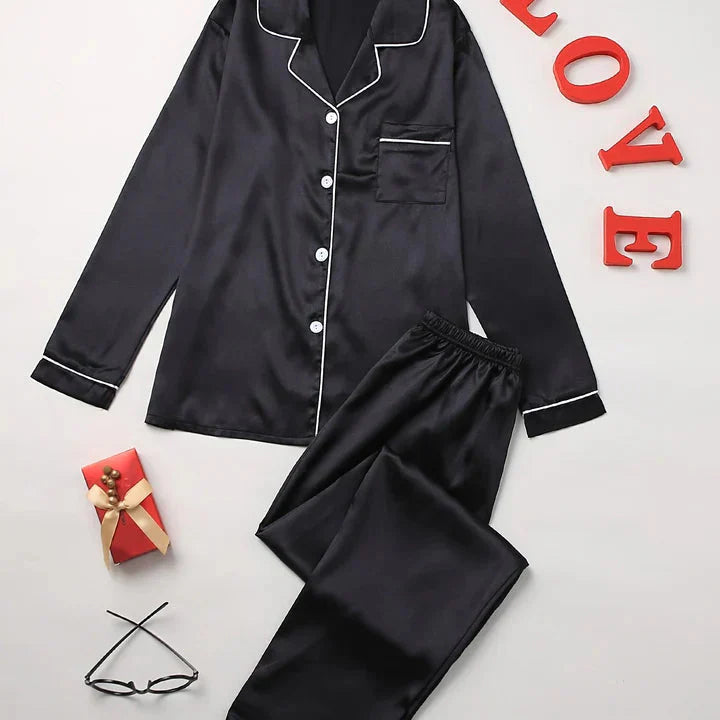 Oliver | Elegant Långärmad Pyjamasset med Byxor 6