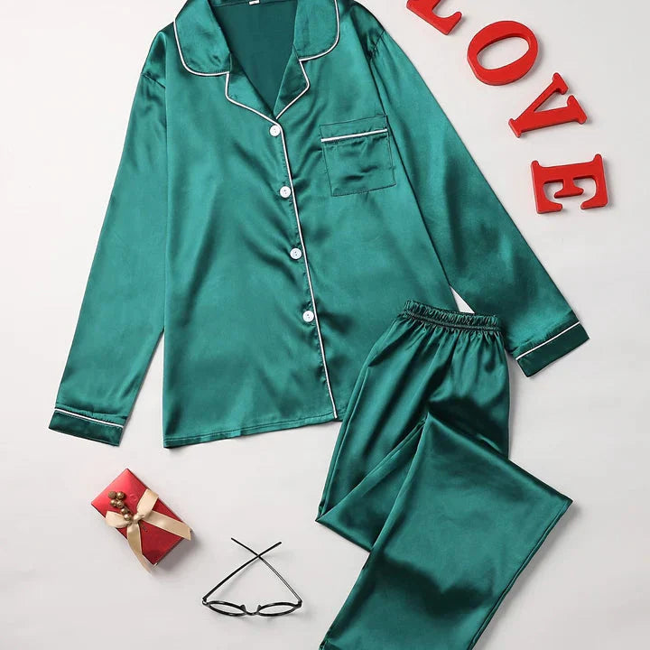 Oliver | Elegant Långärmad Pyjamasset med Byxor 7