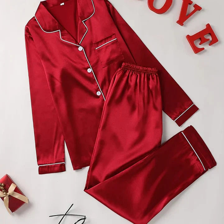 Oliver | Elegant Långärmad Pyjamasset med Byxor 8
