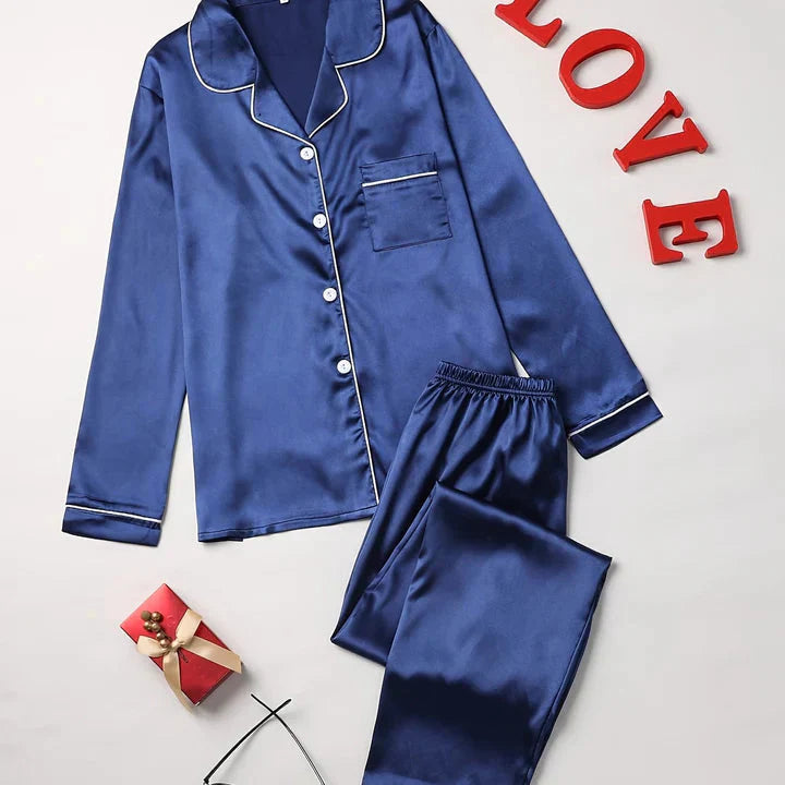 Oliver | Elegant Långärmad Pyjamasset med Byxor 9