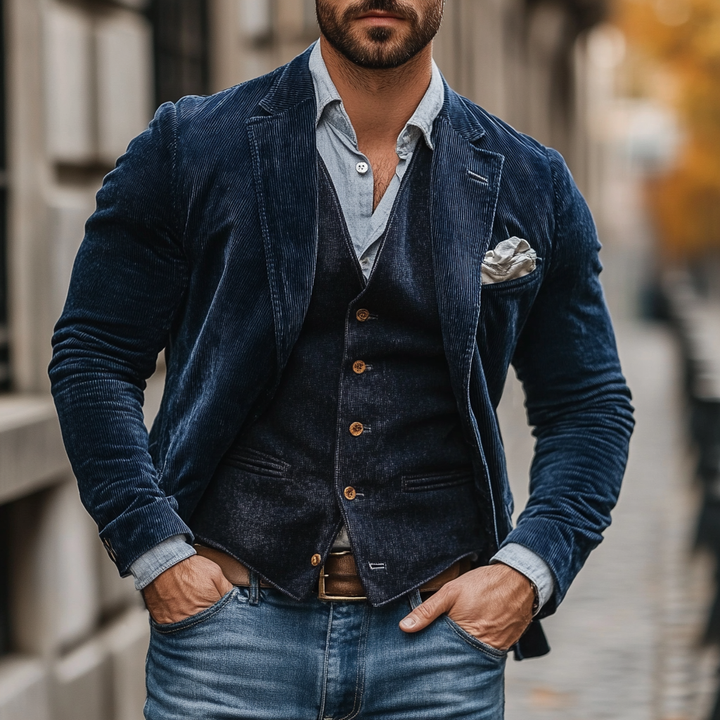 Oliver | Elegant Slim Fit Kostym Set Herr med Kavaj och Väst 0