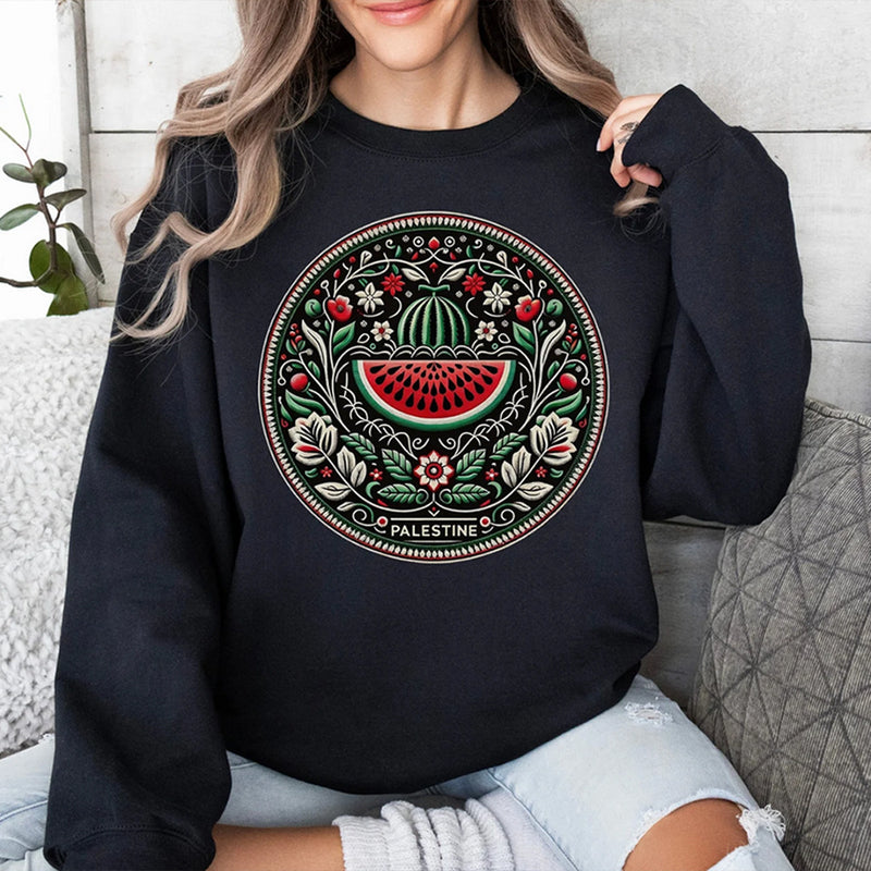 Oliver | Färgglad Långärmad T-shirt Herr med Vattenmelontryck 0