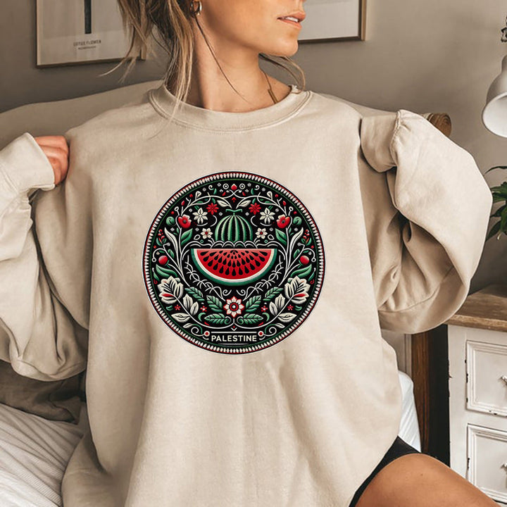 Oliver | Färgglad Långärmad T-shirt Herr med Vattenmelontryck 1