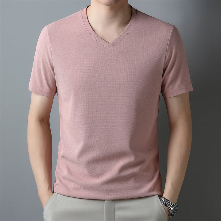 Oliver | Kvalitets Vit T-Shirt Herr med V-ringning 2