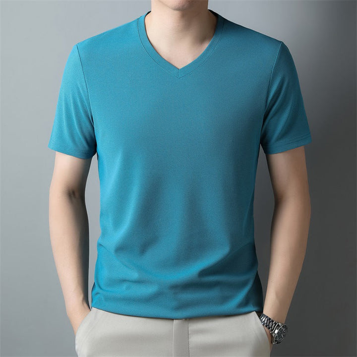 Oliver | Kvalitets Vit T-Shirt Herr med V-ringning 3