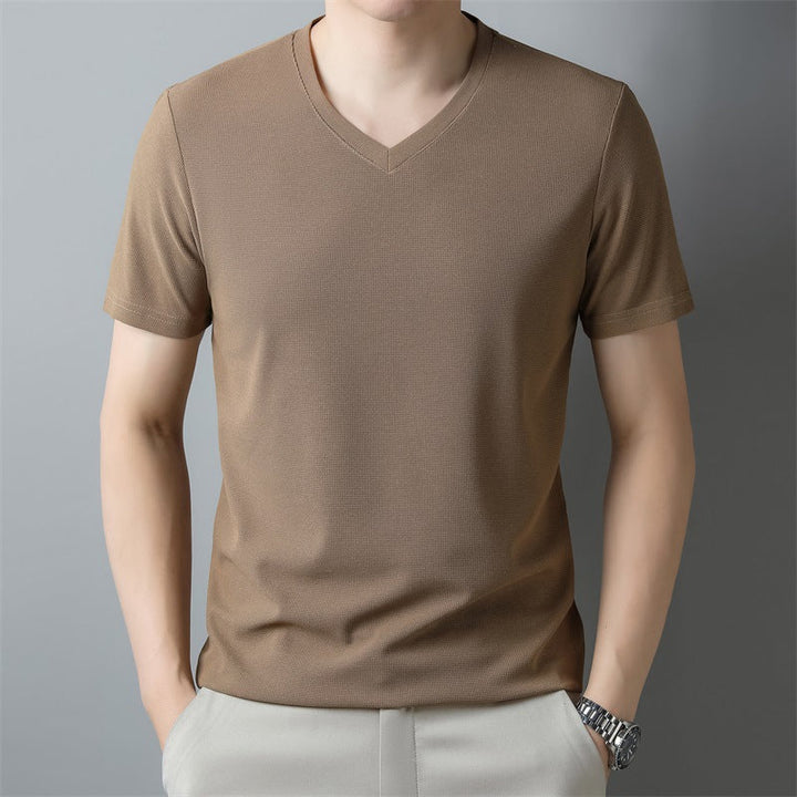 Oliver | Kvalitets Vit T-Shirt Herr med V-ringning 4