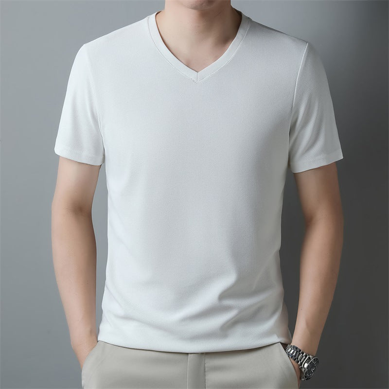 Oliver | Kvalitets Vit T-Shirt Herr med V-ringning 5