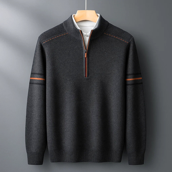 Oliver | Modern Kvartsdragkedja Tröja med Kontraststickning 3
