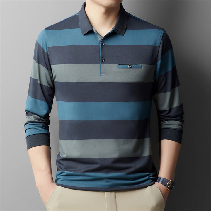 Oliver | Modern Randig Långärmad T-Shirt Herr 0