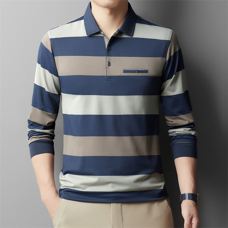 Oliver | Modern Randig Långärmad T-Shirt Herr 1