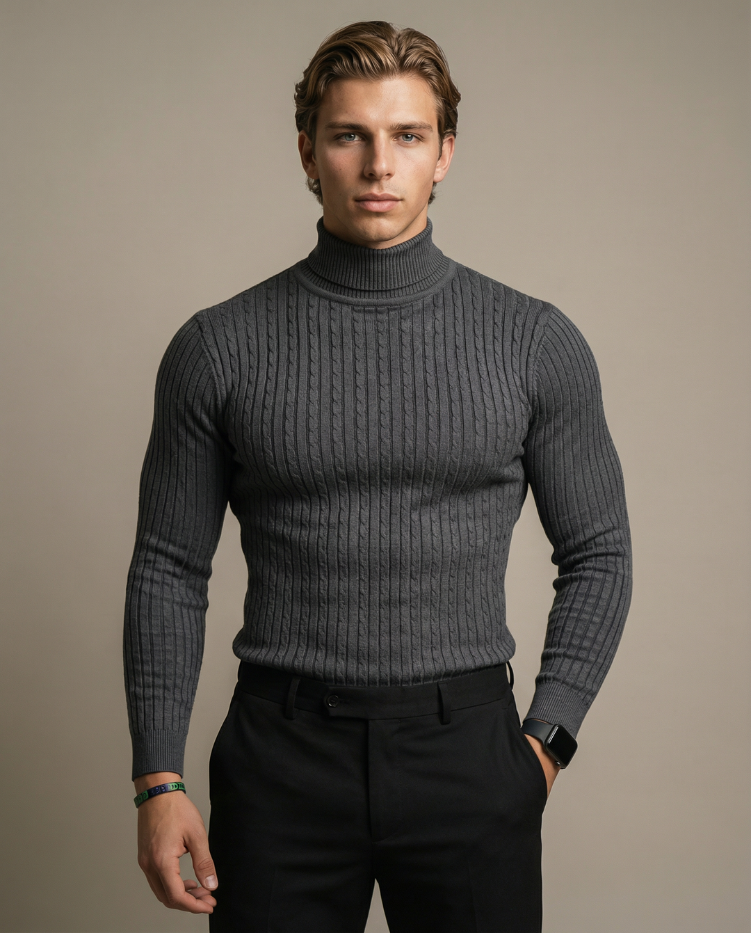 Oliver | Modern Ribbad Turtleneck Tröja för Vintern 1