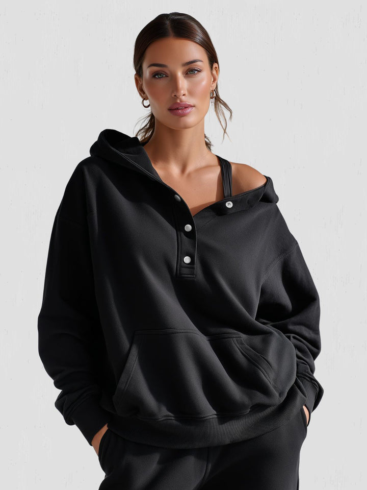 Oliver | Oversize Huvtröja med Knappar och Justerbar Design 2