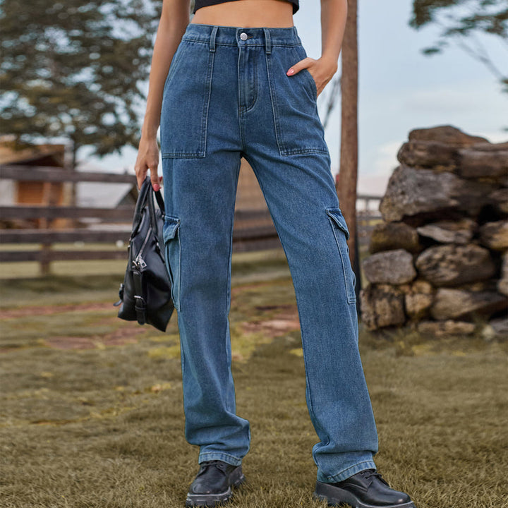 Oliver | Retro Raka Jeans med Halvresår och Fickor 3