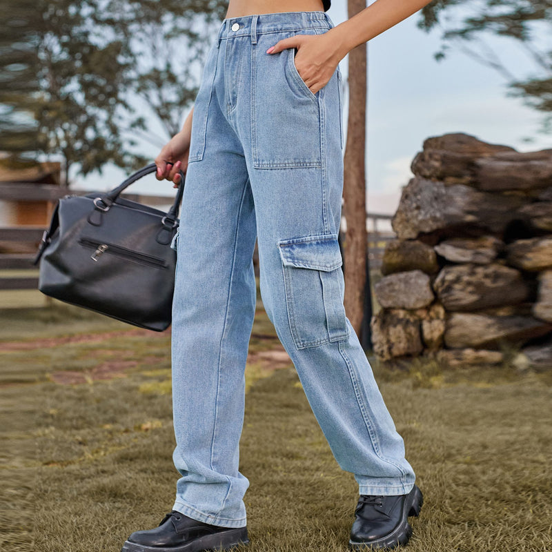 Oliver | Retro Raka Jeans med Halvresår och Fickor 4