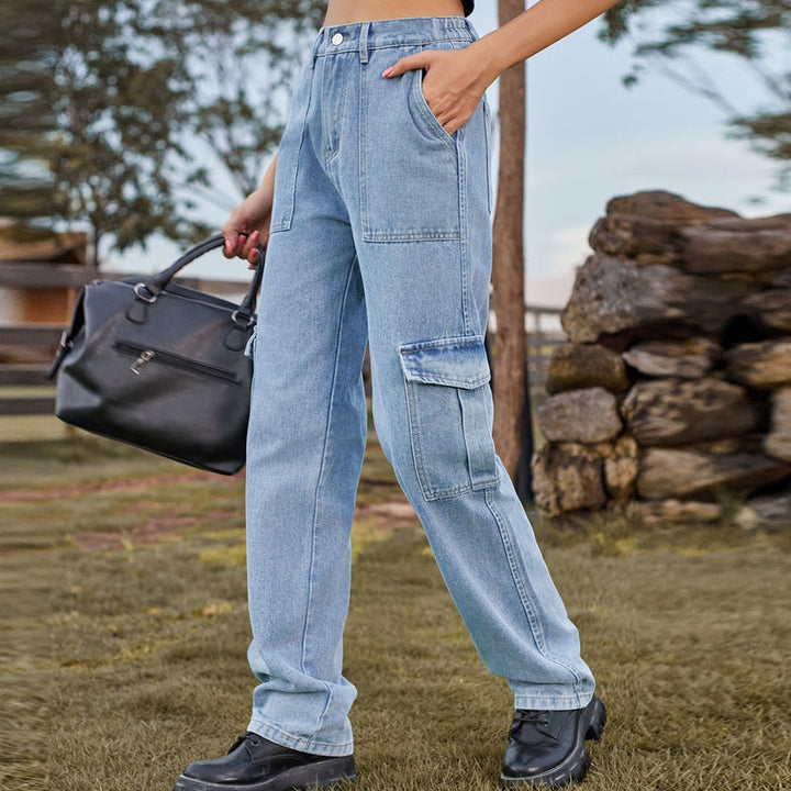 Oliver | Retro Raka Jeans med Halvresår och Fickor 4