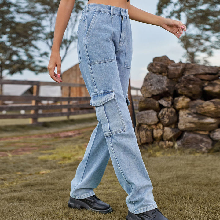 Oliver | Retro Raka Jeans med Halvresår och Fickor 5