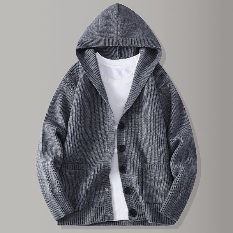 Oliver | Ribbed Knit Hoodie Cardigan for Men 0